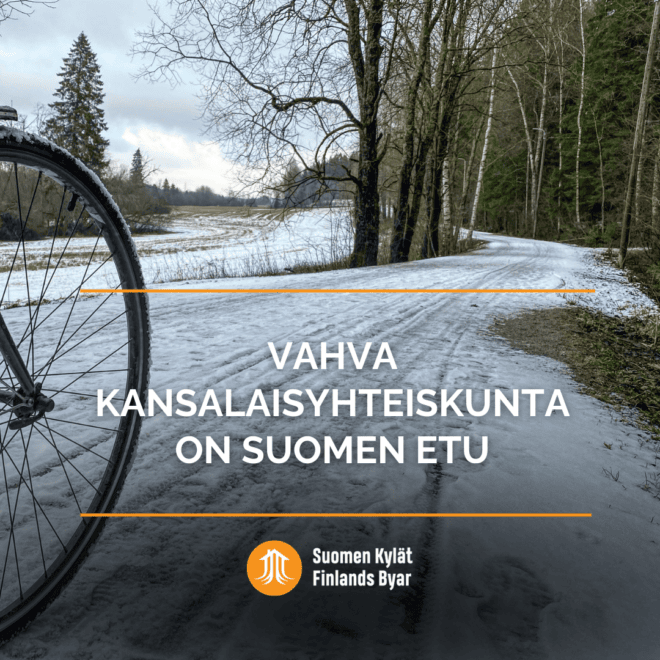 Polkupyörä lumisella tiellä